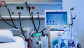 A respirator system is pictured at the intensive care unit of the University Medical Center Hamburg-Eppendorf in Hamburg, Germany