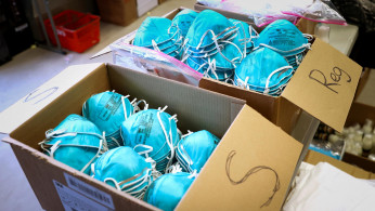 Boxes of N95 protective masks for use by medical field personnel