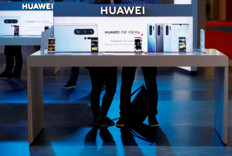 FILE PHOTO: The Huawei logo is pictured on the company's stand during the 'Electronics Show - International Trade Fair for Consumer Electronics' at Ptak Warsaw Expo in Nadarzyn