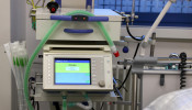 Picture shows a special respiration device in an intensive care unit