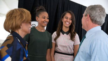 Malia Obama (third from left) allegedly called off engagement after boyfriend Rory Farquharson reportedly seen cuddling another woman. Photo by Pete Souza/Wikimedia Commons