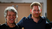 FILE PHOTO: Britain's Prince Harry meets Jon Bon Jovi at Abbey Road Studios in London