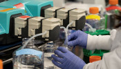 A scientist conducts research on a vaccine for the novel coronavirus (COVID-19) at the laboratories of RNA medicines company Arcturus Therapeutics in San Diego