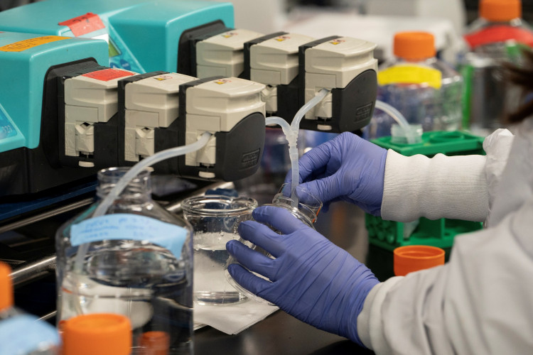 A scientist conducts research on a vaccine for the novel coronavirus (COVID-19) at the laboratories of RNA medicines company Arcturus Therapeutics in San Diego