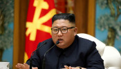 North Korean leader Kim Jong Un speaks as he takes part in a meeting of the Political Bureau of the Central Committee of the Workers' Party of Korea (WPK)