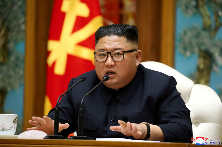 North Korean leader Kim Jong Un speaks as he takes part in a meeting of the Political Bureau of the Central Committee of the Workers' Party of Korea (WPK)
