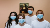 Health workers wearing face masks.