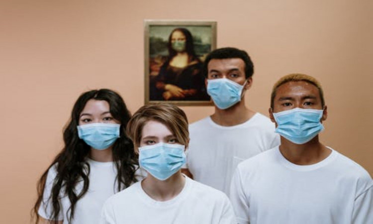 Health workers wearing face masks.