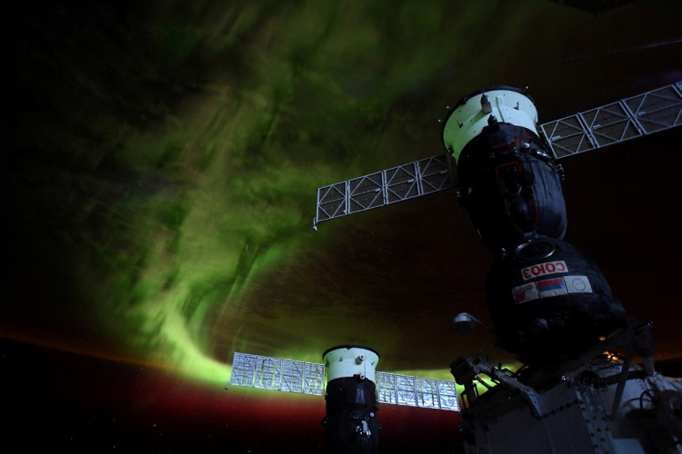 An aurora is photographed from the International Space Station