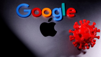 3D printed coronavirus model and Google logo