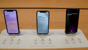 Apple iPhone 11's are pictured inside of the Apple Store on Fifth Ave in the Manhattan borough of New York