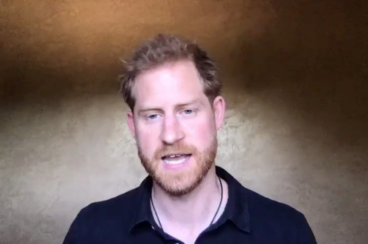 Britain's Prince Harry delivers a video message about the Invictus games