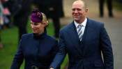 Zara Phillips and Mike Tindall arrive at St Mary Magdalene's church for the Royal Family's Christmas Day service. 