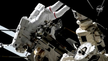 Flight Engineers Nick Hague and Christina Koch of NASA go on a spacewalk