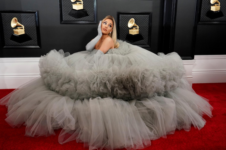 Ariana Grande arrives at the Grammy Awards.