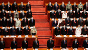 Chinese President Xi Jinping and officials attend the opening session of NPC in Beijing