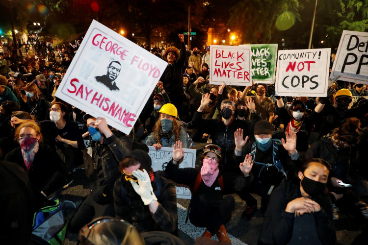 Protesters rally against the death in Minneapolis police custody of George Floyd, in Portland, Oregon