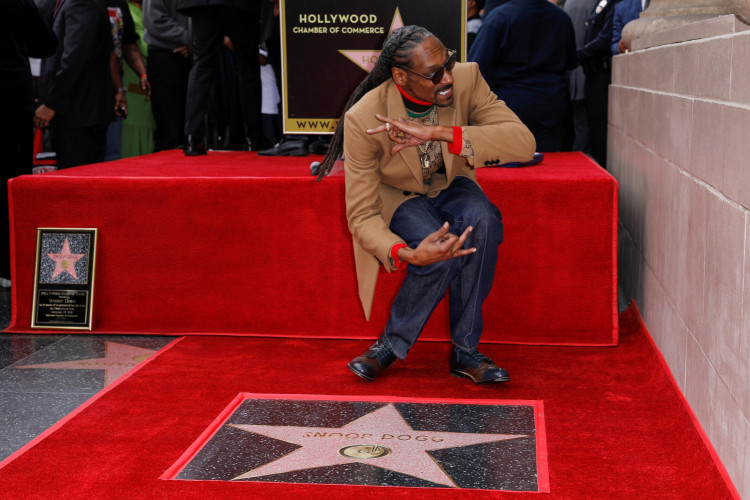 Rapper Snoop Dogg receives his star on the Hollywood Walk of Fame in Los Angeles. 