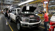 FILE PHOTO: A 2018 F150 pick-up truck moves down the assembly line at Ford's Dearborn Truck Plant during the 100-year celebration of the Ford River Rouge Complex in Dearborn