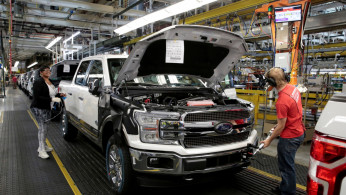 FILE PHOTO: A 2018 F150 pick-up truck moves down the assembly line at Ford's Dearborn Truck Plant during the 100-year celebration of the Ford River Rouge Complex in Dearborn