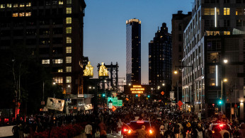 Protesters rally against the death in Minneapolis police custody of George Floyd, in New York