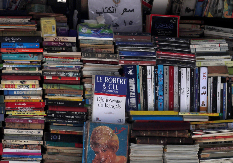 Books for sale are displayed at a bookstand on a street for 15 Egyptian Pounds (0.93 $) each, amid concerns over the coronavirus disease (COVID-19) in central Cairo