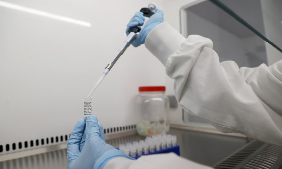 Scientists are seen working at Cobra Biologics, they are working on a potential vaccine for COVID-19, following the outbreak of the coronavirus disease (COVID-19), in Keele