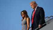U.S. President Trump and first lady return to Washington after travel to the Kennedy Space Center in Florida at Joint Base Andrews in Maryland