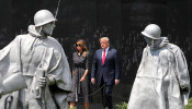 U.S. President Trump participates in wreath laying ceremony at Korean War Veterans Memorial in Washington,