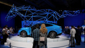 FILE PHOTO: A 2021 Ford Mustang Mach-E SUV is displayed at the Canadian International Auto Show in Toronto