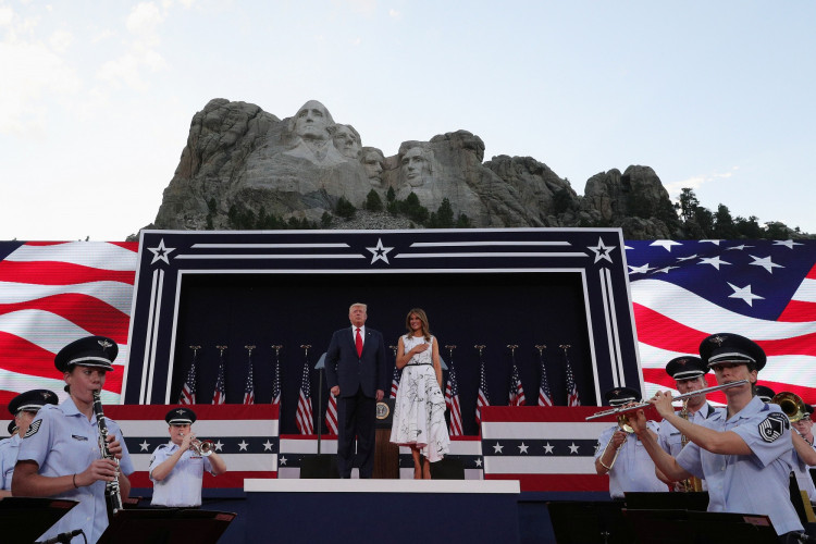 U.S. President Trump and first lady Melania Trump attend South Dakota's U.S. Independence Day Mount Rushmore fireworks celebrations at Mt. Rushmore in South Dakota