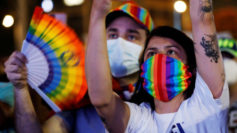 People take part in a Gay Pride event