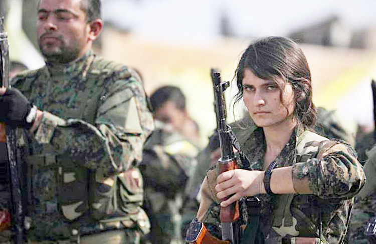 SDF fighters learn of the destruction of the ISIS caliphate, Marc h 2019