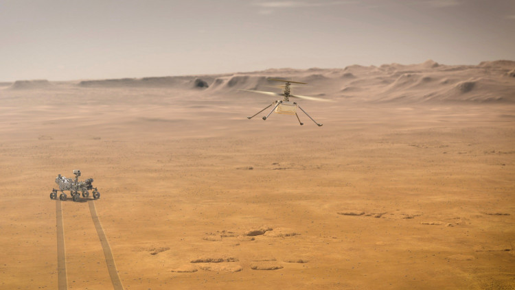 Ingenuity Mars Helicopter attempts its first test flight on Mars near NASA's Perseverance Mars rover