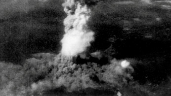 Smoke billows 20,000 feet (6,100 metres) after an atomic bomb codenamed 