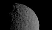 Occator Crater and Ahuna Mons appear together in this view of the dwarf planet Ceres