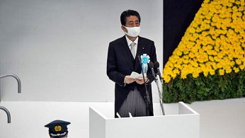 Abe at ceremonies marking 75th anniversary of Japan's World War 2 surrender, 15 Aug. 2020