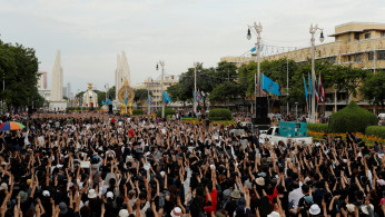 Pro-democracy protesters attend a rally to demand the government to resign
