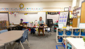 Alexa Callander virtually teaches a second grade class for students who are either at home or in a separate classroom