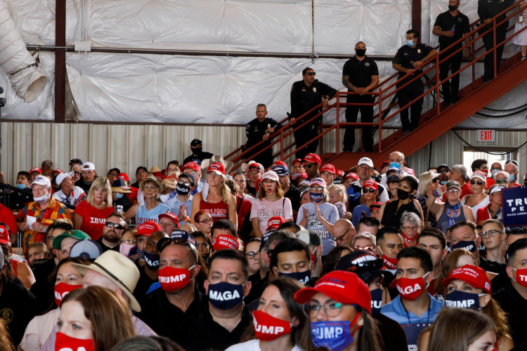 Supporters of U.S. President Donald Trump attend a campaign event at Yuma International Airport