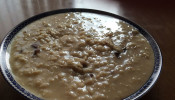 Oatmeal cooked with water to create a runny bowl of porridge