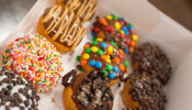 Assorted doughnuts in a box