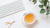 Tea cup on desk 