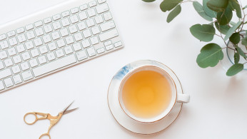 Tea cup on desk 