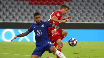  Chelsea's Emerson Palmieri in action with Bayern Munich's Thomas Muller