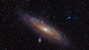 The Andromeda Galaxy is a spiral galaxy approximately 2.5 million light-years away in the constellation Andromeda