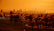 Downtown San Francisco is seen from Dolores Park
