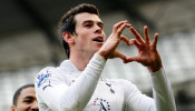 FILE PHOTO: Tottenham Hotspur's Bale celebrates after scoring during their English Premier League soccer match against Manchester City in Manchester