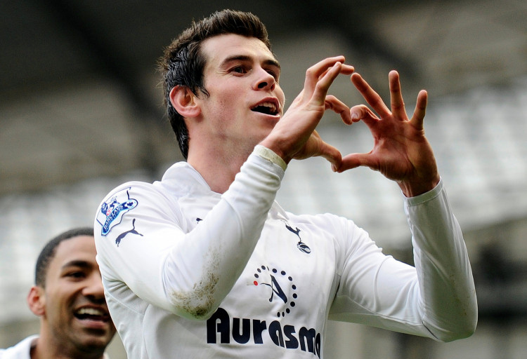 FILE PHOTO: Tottenham Hotspur's Bale celebrates after scoring during their English Premier League soccer match against Manchester City in Manchester