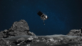 OSIRIS-REx spacecraft descending towards asteroid Bennu